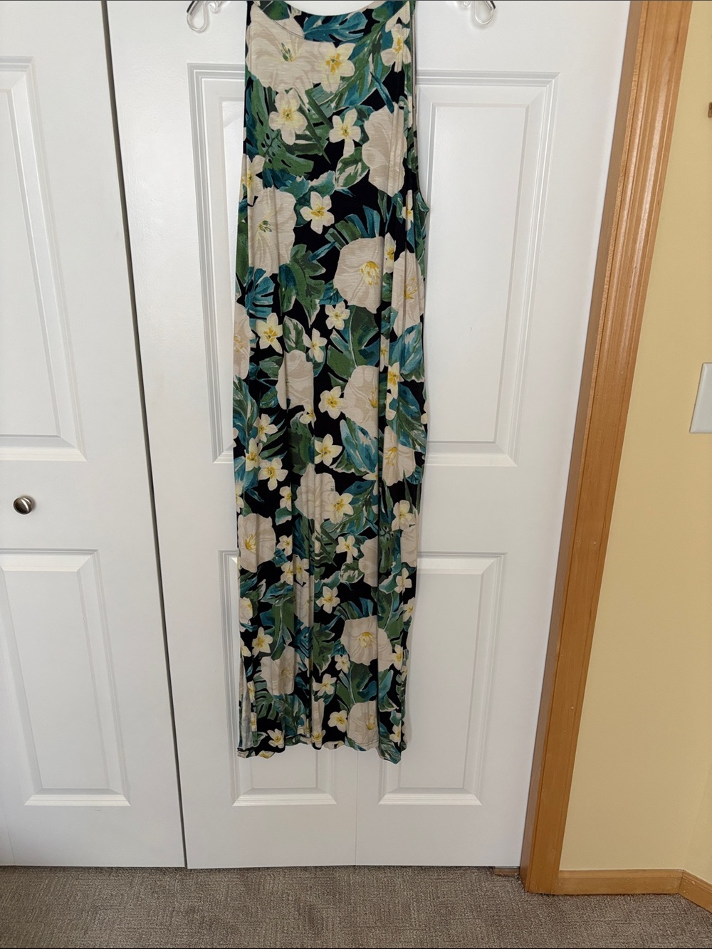 J. Jill Black Maxi Dress with Cream & Green Floral Print - Picture 6 of 7